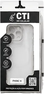 Capinha CTI transparente para iPhone 14 na embalagem
