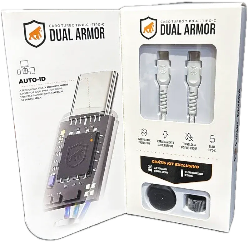 Cabo Dual Armor USB-C na embalagem