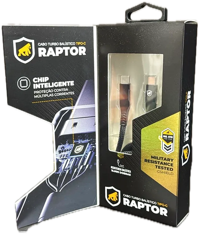 Cabo Raptor turbo balístico tipo C na embalagem